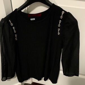 Black Chain Embellished Top